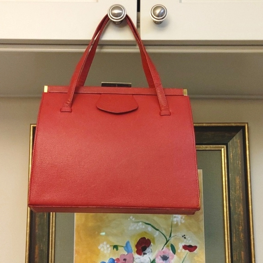 VTG Whitbey For Macy's California Red Leather Purse, 1950s